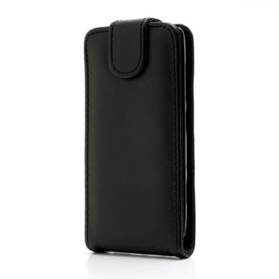 Nokia Lumia 520 klasisks ādas vertikāli atvēramais melns futrālis / Vacins.lv