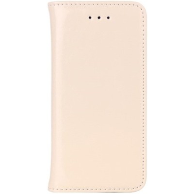 Apple iPhone SE (5, 5s) solidus atverčiamas smėlio (dramblio kaulo) spalvos odinis dėklas - knygutė / Priedai.lt