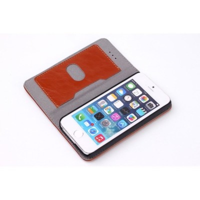 Apple iPhone SE (5, 5s) solidus atverčiamas rudas odinis dėklas - knygutė / Priedai.lt