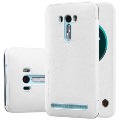 Greznais „Nillkin“ Qin sērijas ādas atvērams balts Asus Zenfone Selfie (ZD551KL) maciņš / Vacins.lv