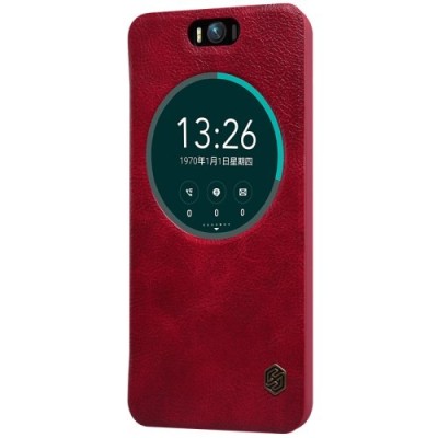 Prabangus „Nillkin“ Qin serijos raudonas odinis atverčiamas Asus Zenfone Selfie (ZD551KL) dėklas - knygutė / Priedai.lt
