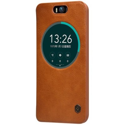Prabangus „Nillkin“ Qin serijos rudas odinis atverčiamas Asus Zenfone Selfie (ZD551KL) dėklas - knygutė / Priedai.lt
