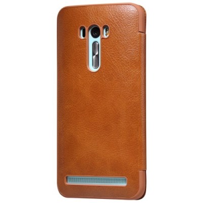 Prabangus „Nillkin“ Qin serijos rudas odinis atverčiamas Asus Zenfone Selfie (ZD551KL) dėklas - knygutė / Priedai.lt