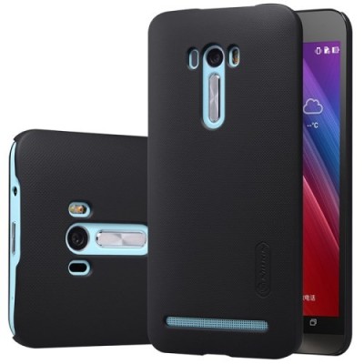 Asus Zenfone Selfie (ZD551KL) Nillkin Frosted Shield juodas plastikinis dėklas + apsauginė ekrano plėvelė / Priedai.lt