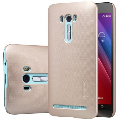 Asus Zenfone Selfie (ZD551KL) Nillkin Frosted Shield auksinis plastikinis dėklas + apsauginė ekrano plėvelė / Priedai.lt