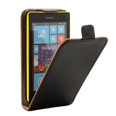 Juodas atverčiamas Nokia Lumia 520 dėklas (dėkliukas) / Priedai.lt