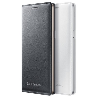 Samsung Galaxy Grand Prime (G530, G531) oficiāls Flip Wallet Cover atvērams melns ādas maciņš (maks) / Vacins.lv
