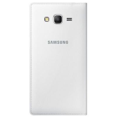 Samsung Galaxy Grand Prime (G530, G531) originalus Flip Wallet Cover atverčiamas baltas odinis dėklas - piniginė / Priedai.lt