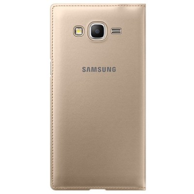 Samsung Galaxy Grand Prime (G530, G531) originalus Flip Wallet Cover atverčiamas auksinis odinis dėklas - piniginė / Priedai.lt