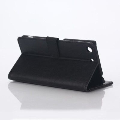 Sony Xperia M5 atvēramais ādas melns retro maciņš (maks) / Vacins.lv