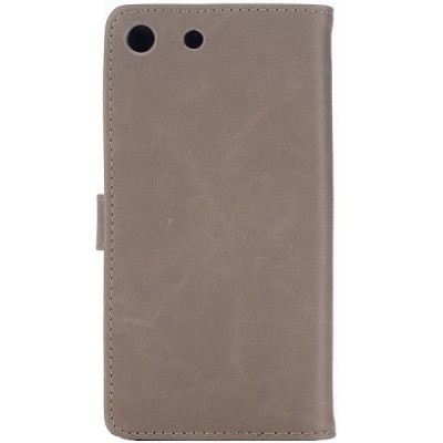 Sony Xperia M5 atverčiamas smėlio (dramblio kaulo) spalvos odinis retro dėklas - piniginė / Priedai.lt