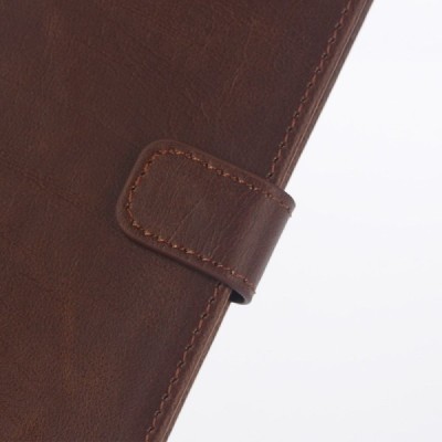 Sony Xperia M5 atverčiamas tamsiai rudas odinis retro dėklas - piniginė / Priedai.lt