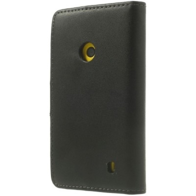Atvērams ādas melns Nokia Lumia 520 maciņš / Vacins.lv