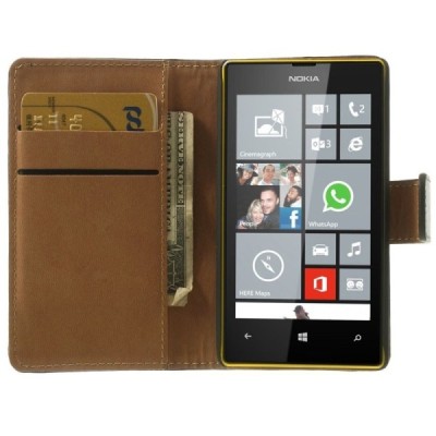 Atvērams ādas melns Nokia Lumia 520 maciņš / Vacins.lv