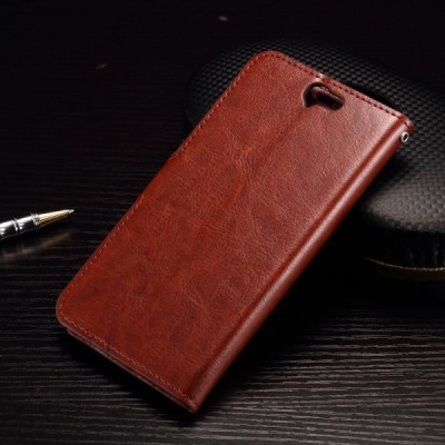 HTC One A9 atvēramais ādas brūns maciņš (maks) / Vacins.lv