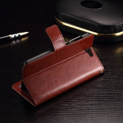 HTC One A9 atvēramais ādas brūns maciņš (maks) / Vacins.lv