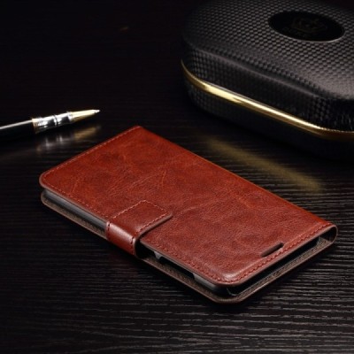 HTC One A9 atvēramais ādas brūns maciņš (maks) / Vacins.lv