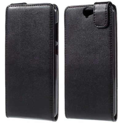 HTC One A9 klasikinis vertikaliai atverčiamas juodas odinis dėklas / Priedai.lt