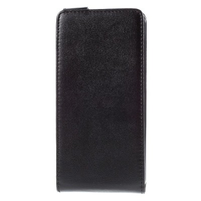 HTC One A9 klasikinis vertikaliai atverčiamas juodas odinis dėklas / Priedai.lt