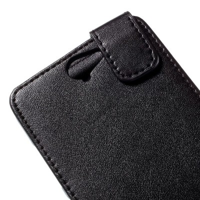 HTC One A9 klasikinis vertikaliai atverčiamas juodas odinis dėklas / Priedai.lt