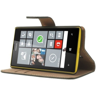 Atvērams ādas melns Nokia Lumia 520 maciņš / Vacins.lv