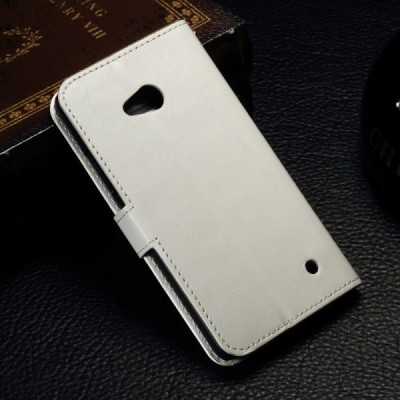 Microsoft Lumia 550 atvēramais ādas balts maciņš (maks) / Vacins.lv