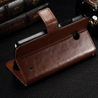 Microsoft Lumia 550 atvēramais ādas brūns maciņš (maks) / Vacins.lv