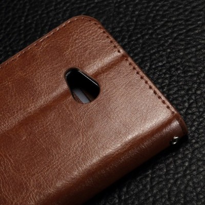 Microsoft Lumia 550 atvēramais ādas brūns maciņš (maks) / Vacins.lv