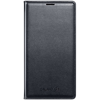 Samsung Galaxy S5 G900 (S5 Neo G903) oficiāls Flip Wallet Cover atvērams melns ādas maciņš (maks) / Vacins.lv