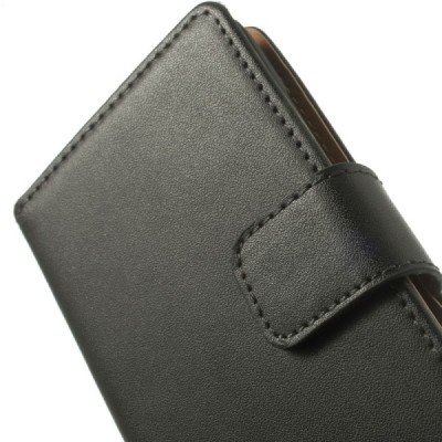 Atvērams ādas melns Nokia Lumia 520 maciņš / Vacins.lv