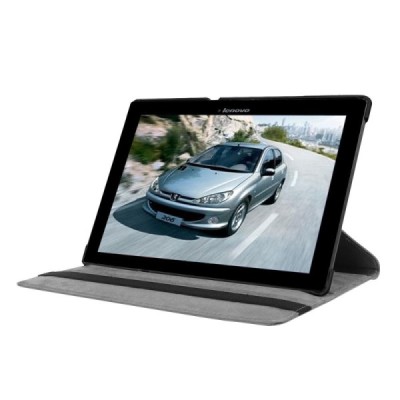 Lenovo Tab2 A10-70 10,1" atvēramais melns ādas maciņš, grozās 360° grādu apjomā / Vacins.lv