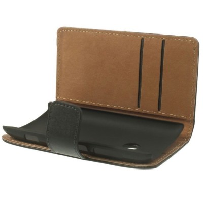 Atvērams ādas melns Nokia Lumia 520 maciņš / Vacins.lv