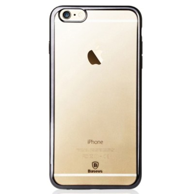 Apple iPhone 6S elegants „Baseus“ Shining dzidrs (caurspīdīgs) silikona apvalks (apmales melnā krāsā) / Vacins.lv