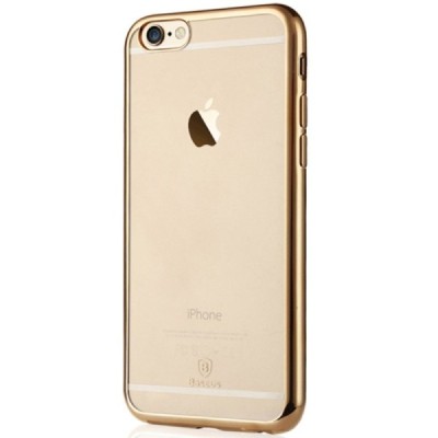 Apple iPhone 6 (6s) „Baseus“ Shining Case TPU silikoninis skaidrus permatomas itin plonas dėklas su auksiniu rėmeliu / Priedai.l