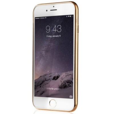 Apple iPhone 6S elegants „Baseus“ Shining dzidrs (caurspīdīgs) silikona apvalks (apmales zeltā krāsā) / Vacins.lv