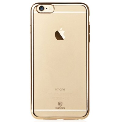 Apple iPhone 6S elegants „Baseus“ Shining dzidrs (caurspīdīgs) silikona apvalks (apmales zeltā krāsā) / Vacins.lv