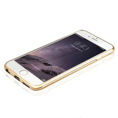 Apple iPhone 6S elegants „Baseus“ Shining dzidrs (caurspīdīgs) silikona apvalks (apmales zeltā krāsā) / Vacins.lv