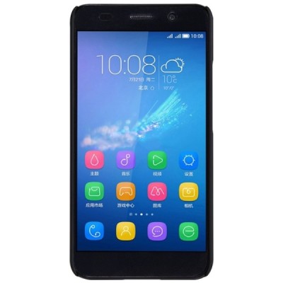 Huawei Y6 Nillkin Frosted Shield juodas plastikinis dėklas + apsauginė ekrano plėvelė / Priedai.lt