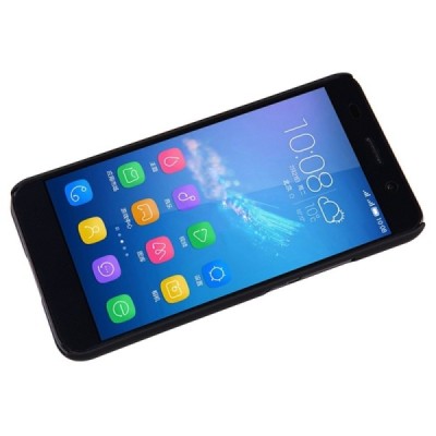 Huawei Y6 Nillkin Frosted Shield juodas plastikinis dėklas + apsauginė ekrano plėvelė / Priedai.lt