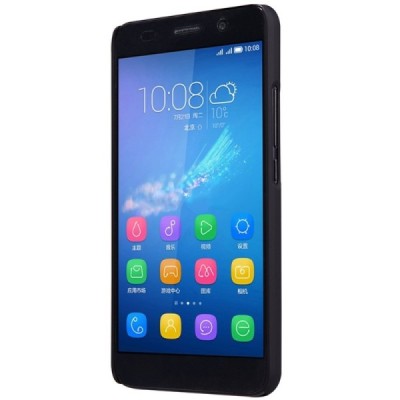 Huawei Y6 Nillkin Frosted Shield juodas plastikinis dėklas + apsauginė ekrano plėvelė / Priedai.lt