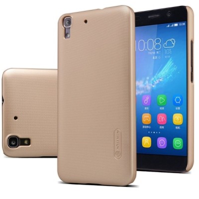 Huawei Y6 Nillkin Frosted Shield zelta plastmasas apvalks + ekrāna aizsargplēve / Vacins.lv