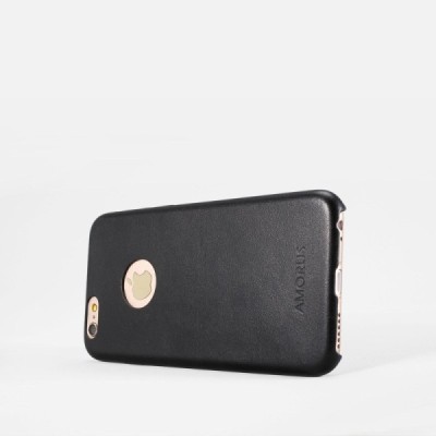 „Amorus“ Slim Leather Apple iPhone 6 (6s) juodas odinis dėklas - nugarėlė / Priedai.lt