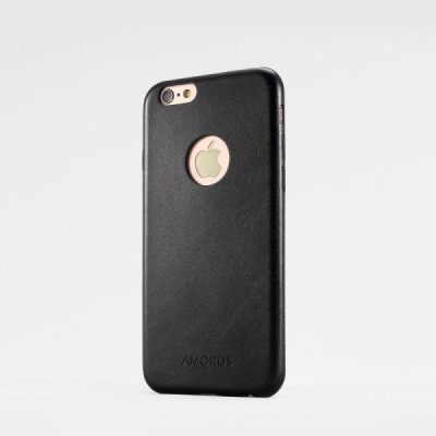 „Amorus“ Slim Leather Apple iPhone 6 (6s) juodas odinis dėklas - nugarėlė / Priedai.lt