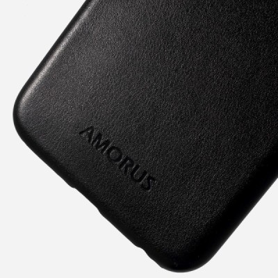 „Amorus“ Slim Leather Apple iPhone 6 (6s) juodas odinis dėklas - nugarėlė / Priedai.lt