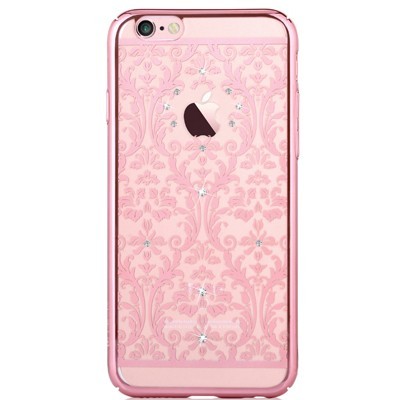 Apple iPhone 6S elegants Devia Crystal Baroque Swarovski dzidrs (caurspīdīgs) rozs plastmasas apvalks ar kristāliem / Vacins.lv