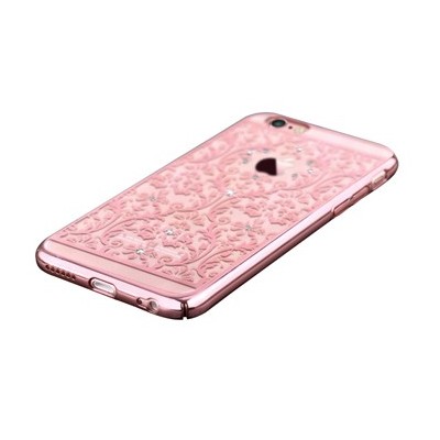 Apple iPhone 6S elegants Devia Crystal Baroque Swarovski dzidrs (caurspīdīgs) rozs plastmasas apvalks ar kristāliem / Vacins.lv