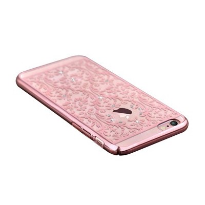 Apple iPhone 6S elegants Devia Crystal Baroque Swarovski dzidrs (caurspīdīgs) rozs plastmasas apvalks ar kristāliem / Vacins.lv