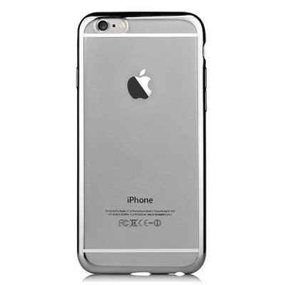 Apple iPhone 6S elegants „Devia“ Glitter dzidrs (caurspīdīgs) silikona apvalks (apmales melnā krāsā) ar ekrāna aizsargstikls / V