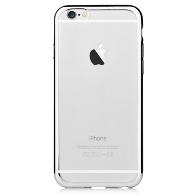Apple iPhone 6S elegants „Devia“ Glitter dzidrs (caurspīdīgs) silikona apvalks (apmales sudrabā krāsā) ar ekrāna aizsargstikls /