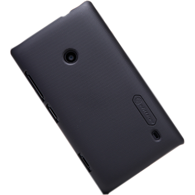 Nokia Lumia 520 Nillkin Frosted Shield melns plastmasas futrālis + ekrāna aizsargplēve / Vacins.lv